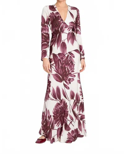 Twinset Botanic Bloom Maxi Dress In Burgundy In Multi