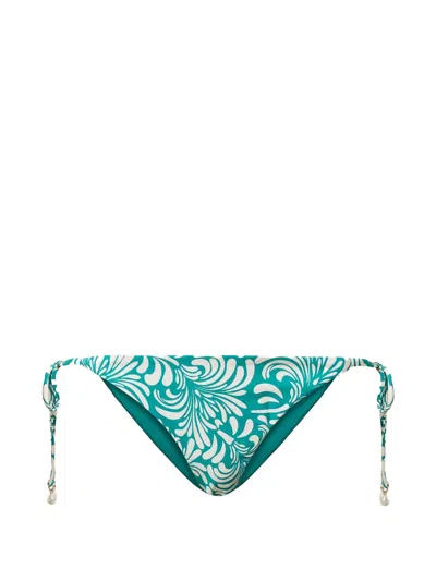 Twinset Botanical-print Bikini Bottom In Green