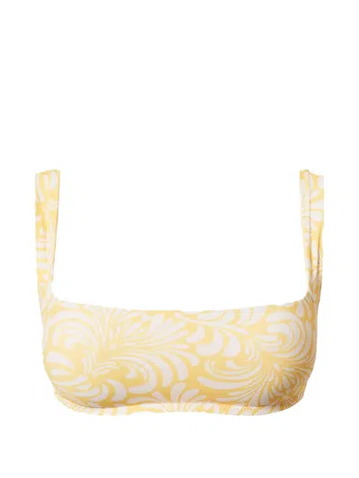 Twinset Botanical-print Bikini Top In Yellow
