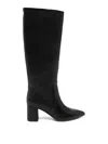 Twinset Knee-high Calf Leather Ankle Boots With Silhouette In Black