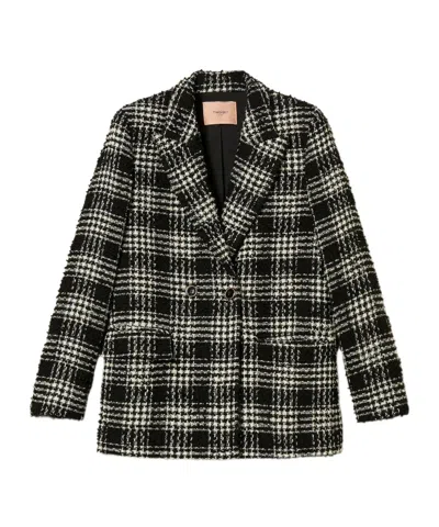 TWINSET BOUCLÉ CHECKED BLAZER