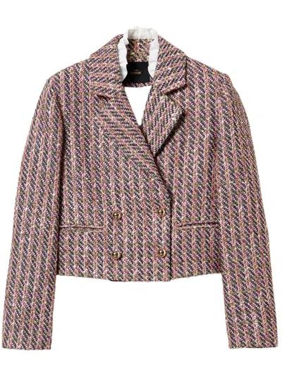 Twinset Bouclé Lurex Blazer In Brown