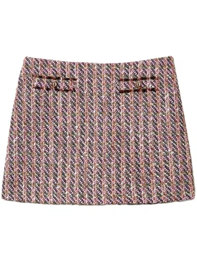 Twinset Bouclé Lurex Mini Skirt In Pink