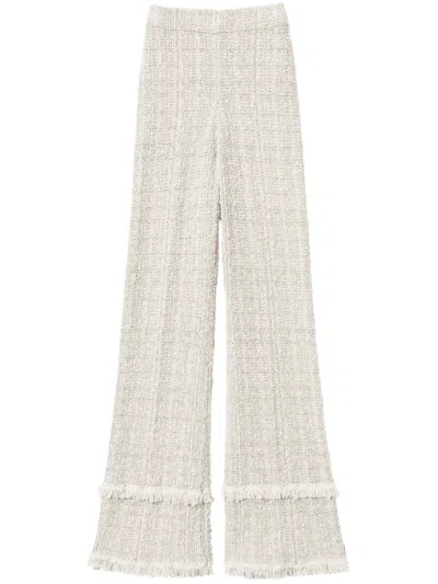 Twinset Bouclé Lurex Trousers In Neutrals