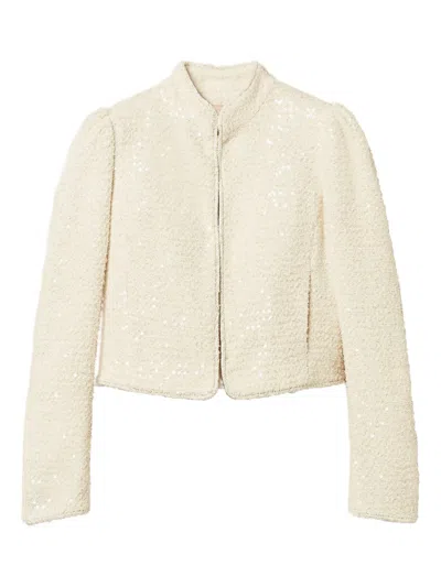Twinset Bouclé Sequin Jacket In Neutral