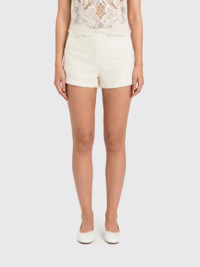 Twinset Bouclé Shorts With Sequins In White