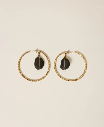 Twinset Boucles D'oreilles Anneaux Avec Logo In Gold