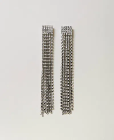 Twinset Boucles D'oreilles Avec Franges Strassées In Transparent