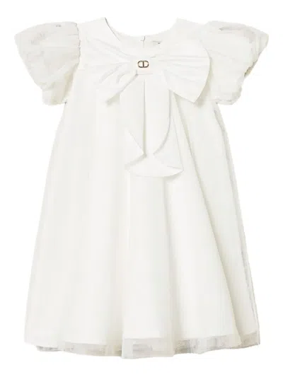 Twinset Bow-detail Dress In 00808_ice