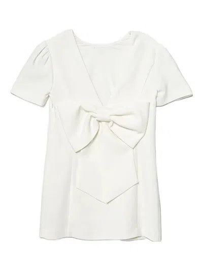 Twinset Kids' Bow-detail Dress In White