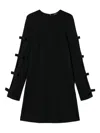 Twinset Bow-detail Long-sleeve Mini Dress In Black