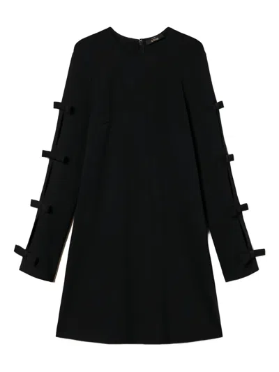 Twinset Bow-detail Long-sleeve Mini Dress In Black