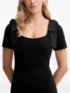 Twinset Bow-detail Midi Dress In Black