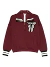 Twinset Bow-detail Short-zip Sweatshirt In Brown