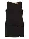 Twinset Twin-set Fitted Black Dress With Bow Detail In Brown
