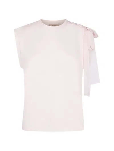 Twinset Sleeveless Bow Detail T-shirt In White