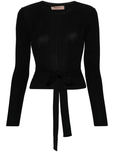 Twinset Bow-detail Top In Black