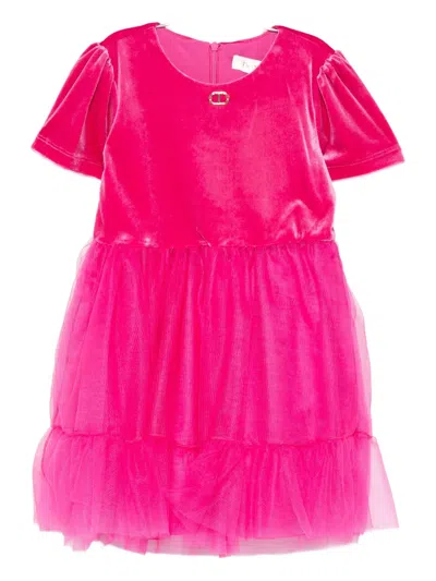 Twinset Bow-detail Tulle Dress In Pink