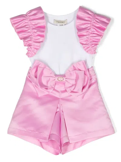 Twinset Kids' Bow-detailed T-shirt And Shorts Set In White