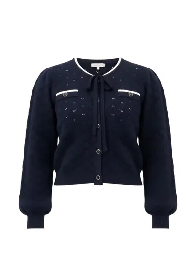 Twinset Bow Embellished Cardigan In Blue