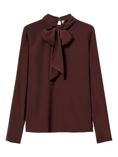 Twinset Bow-neck Blouse In Brown