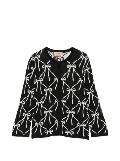 Twinset Bow-pattern Cardigan In Black
