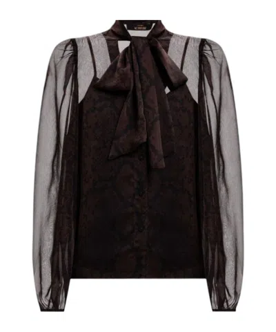 Twinset Bow-tie Blouse In Brown