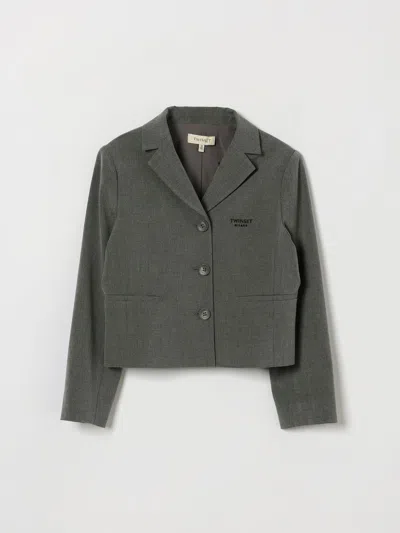 Twinset Kids' Boy's Single-breasted Viscose Blend Blazer With Notch Lapels In Green