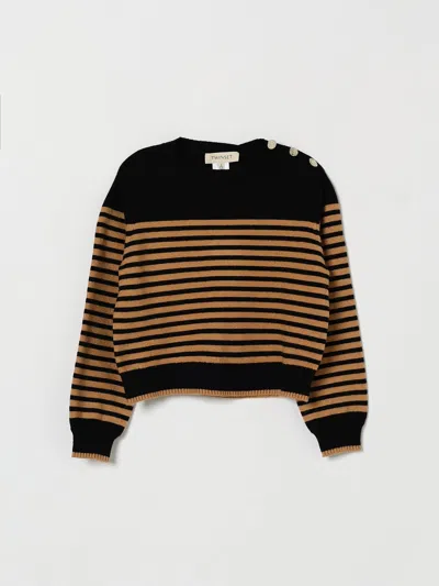 Twinset Kids' Boy's Viscose Blend Crewneck Jumper With Dropped Shoulders In Brown