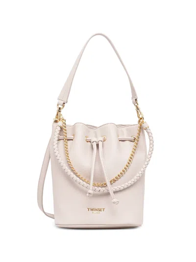 Twinset Braided Chain-link Bucket Bag In Pink