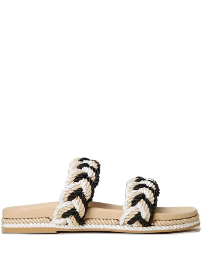Twinset Braided Double-band Sandals In Neutral