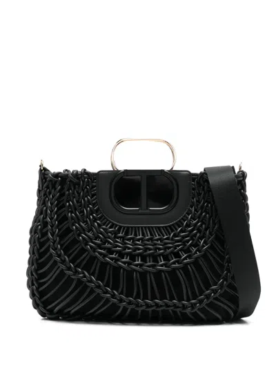 Twinset Braided Tote Bag In Black