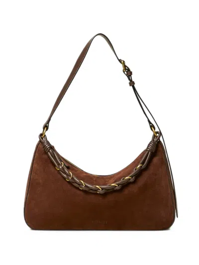 Twinset Braided-chain Suede Shoulder Bag In Red