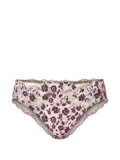 Twinset Brazilian Briefs With Floral Print In Pink