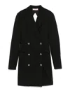 Twinset Twin-set Black Double-breasted Thigh-length Coat In Black