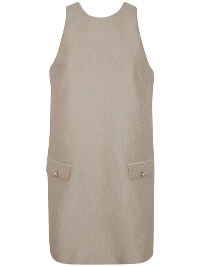 Twinset Broacde Jacquard Mini Dress In Neutrals