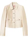 Twinset Brocade Jacquard Cropped Jacket In Neutrals