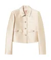 Twinset Brocade Jacquard Cropped Jacket In Nude