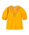 Twinset Twin-set V-neck Top With Short Puff Sleeves In Orange