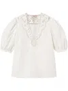 Twinset Twin-set V-neck Shirt With Lace Detail In White