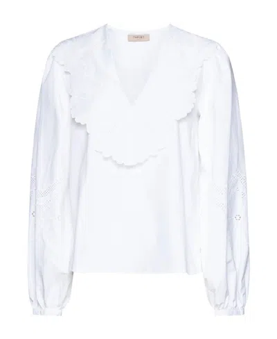 Twinset Broderie Anglaise-detailled Cotton Blouse In White