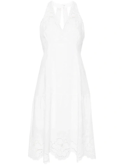 Twinset Broderie Anglaise Dress In Optic White