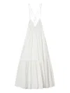 Twinset Robe Longue En Broderie Anglaise Et Crochet In White