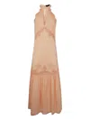 Twinset Broderie-anglaise Halterneck Maxi Dress In Sahara Rose