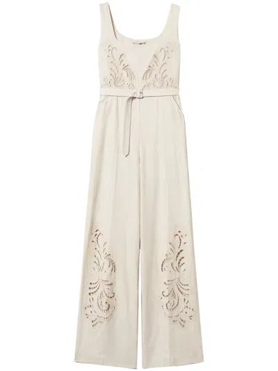 Twinset Broderie-anglaise Jumpsuit In Beige