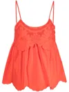 Twinset Broderie Anglaise Poplin Top In Orange