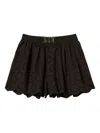 Twinset Twin-set Embroidered Black Shorts With Scalloped Hem In Black