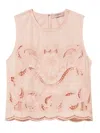 Twinset Broderie-anglaise Sleeveless Top In Pink