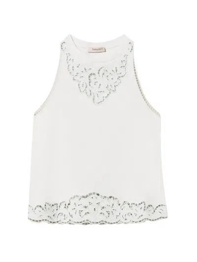 Twinset Broderie-anglaise Tank Top In White