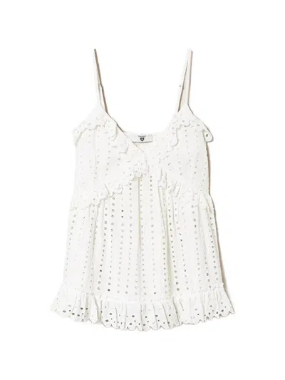 Twinset Broderie Anglaise Top In White